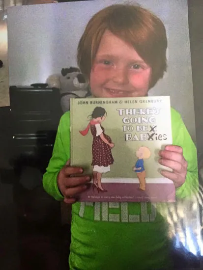 Children's book cover modified to share news of twin pregnancy